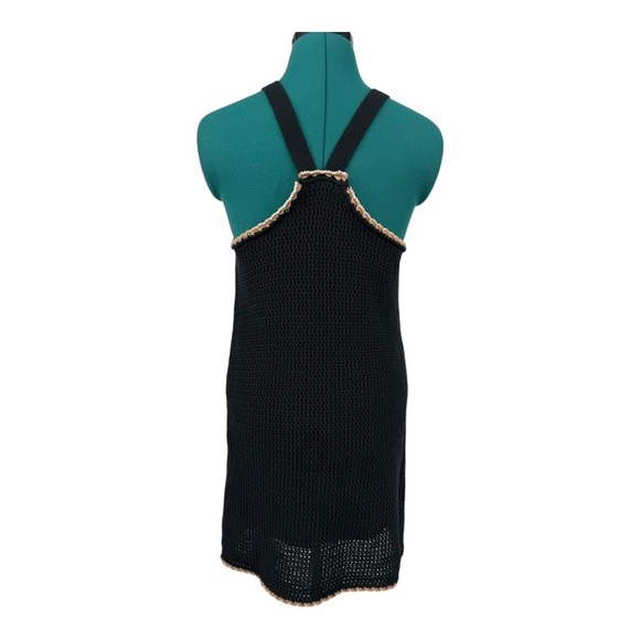 Soft Joie Black Crochet Knit Mini Dress XS NWOT Beach Cover Up Resortwear - Picture 3 of 10